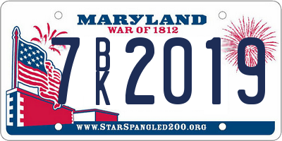 MD license plate 7BK2019