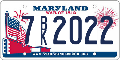 MD license plate 7BK2022