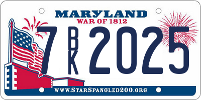 MD license plate 7BK2025