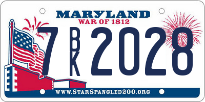 MD license plate 7BK2028
