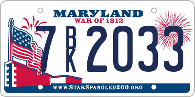 MD license plate 7BK2033