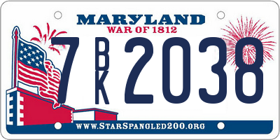 MD license plate 7BK2038