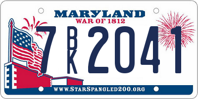 MD license plate 7BK2041
