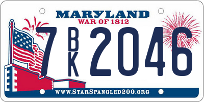 MD license plate 7BK2046