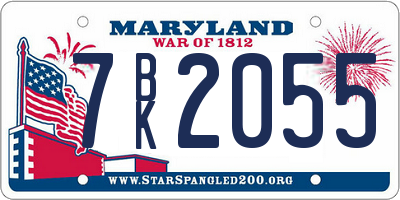 MD license plate 7BK2055