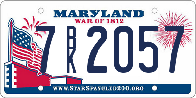 MD license plate 7BK2057