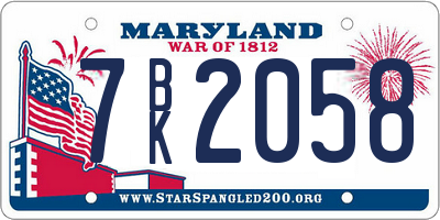 MD license plate 7BK2058