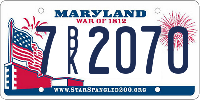 MD license plate 7BK2070