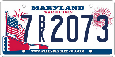 MD license plate 7BK2073