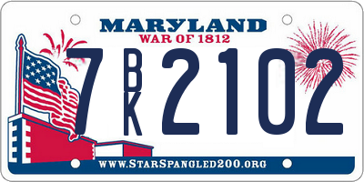 MD license plate 7BK2102