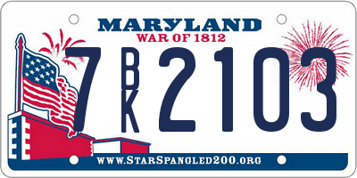 MD license plate 7BK2103
