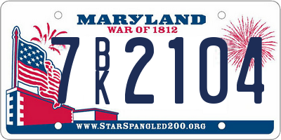 MD license plate 7BK2104
