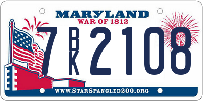 MD license plate 7BK2108