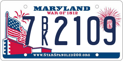 MD license plate 7BK2109