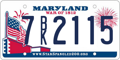 MD license plate 7BK2115