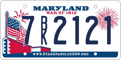 MD license plate 7BK2121