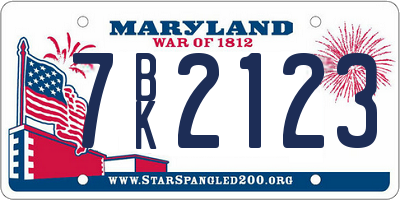 MD license plate 7BK2123