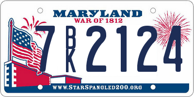 MD license plate 7BK2124