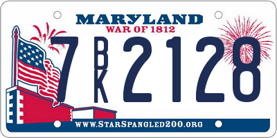MD license plate 7BK2128