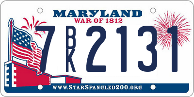 MD license plate 7BK2131