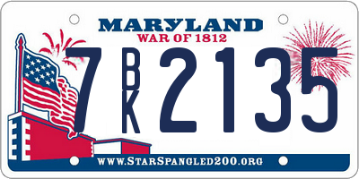 MD license plate 7BK2135
