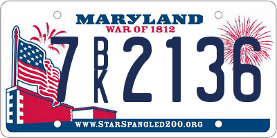 MD license plate 7BK2136