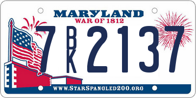 MD license plate 7BK2137