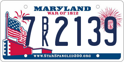 MD license plate 7BK2139