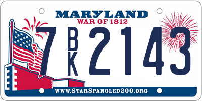 MD license plate 7BK2143