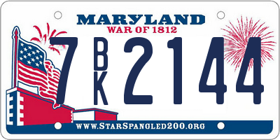 MD license plate 7BK2144