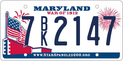 MD license plate 7BK2147