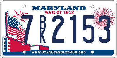 MD license plate 7BK2153