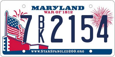 MD license plate 7BK2154