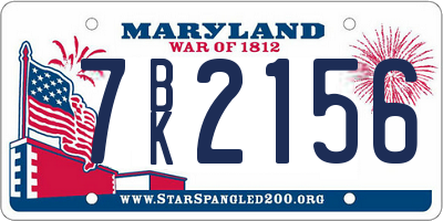 MD license plate 7BK2156
