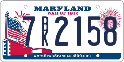 MD license plate 7BK2158