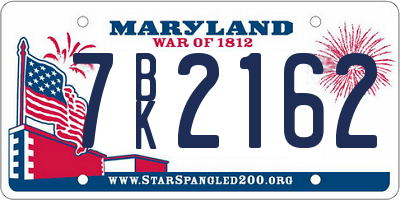 MD license plate 7BK2162