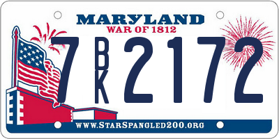 MD license plate 7BK2172
