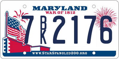 MD license plate 7BK2176