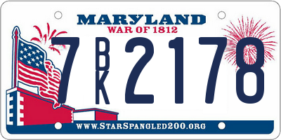 MD license plate 7BK2178