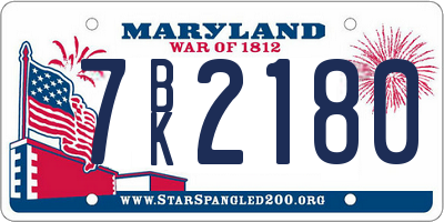 MD license plate 7BK2180
