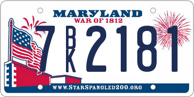 MD license plate 7BK2181