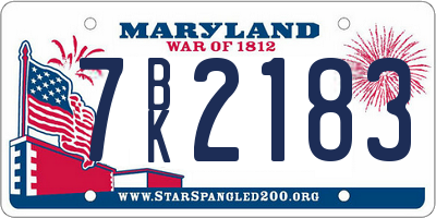 MD license plate 7BK2183
