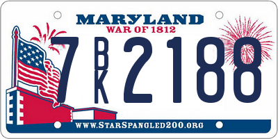 MD license plate 7BK2188