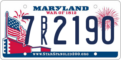 MD license plate 7BK2190
