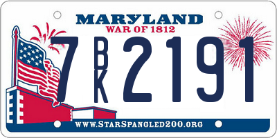 MD license plate 7BK2191