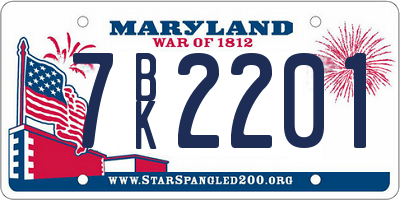 MD license plate 7BK2201