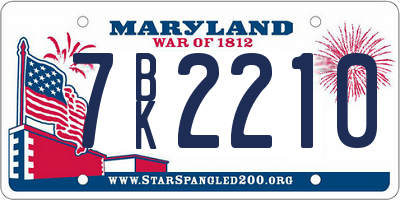 MD license plate 7BK2210