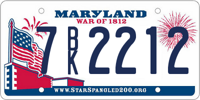 MD license plate 7BK2212