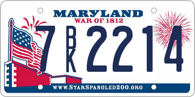 MD license plate 7BK2214