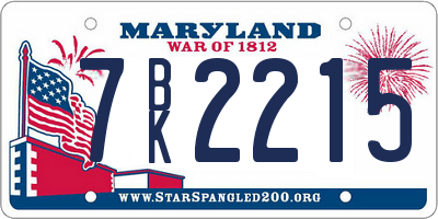 MD license plate 7BK2215